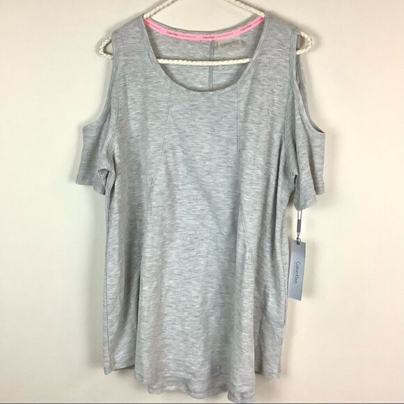 CALVIN KLEIN PERFORMANCE Plus Size Short Sleeve Cold Shoulder Top - Picture 3 of 9